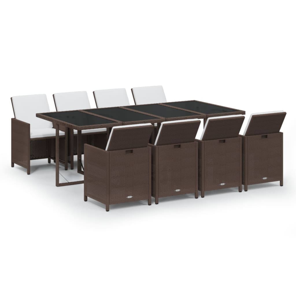 9-delige Tuinset met kussens poly rattan bruin is nu te koop bij PeponiXL, paradijselijk wonen!