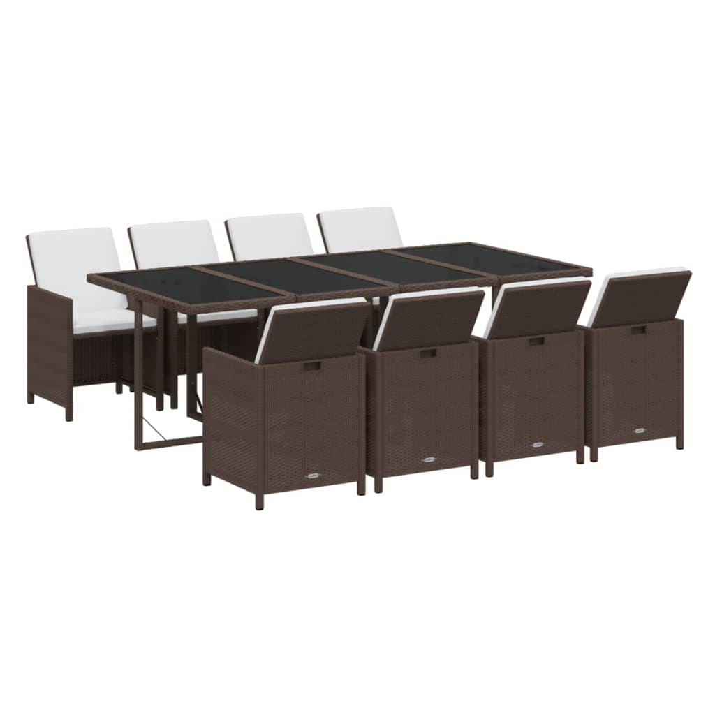 9-delige Tuinset met kussens poly rattan bruin is nu te koop bij PeponiXL, paradijselijk wonen!