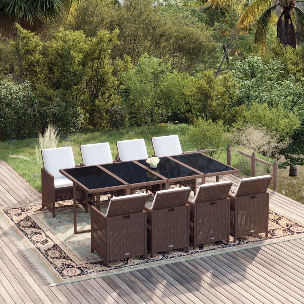 9-delige Tuinset met kussens poly rattan bruin is nu te koop bij PeponiXL, paradijselijk wonen!