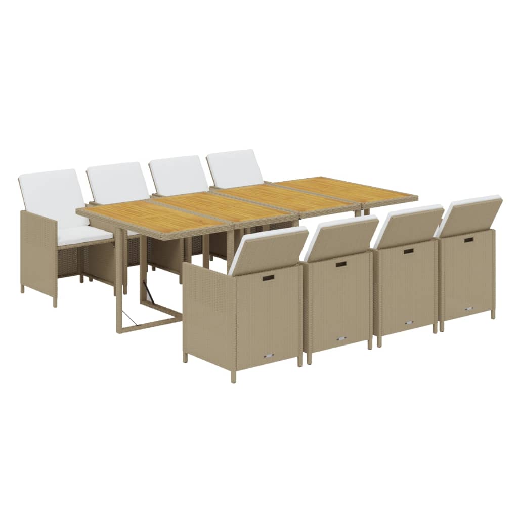 9-delige Tuinset met kussens poly rattan beige is nu te koop bij PeponiXL, paradijselijk wonen!