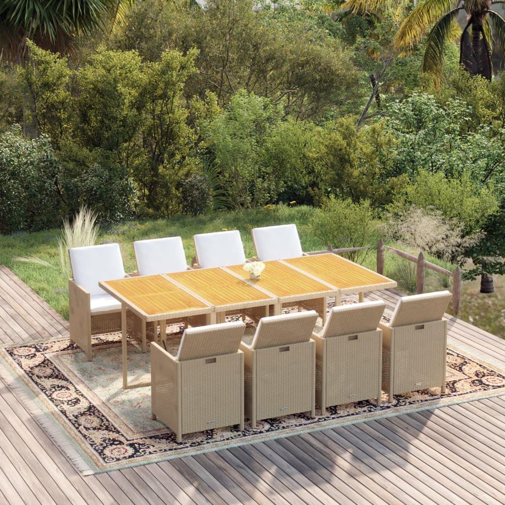 9-delige Tuinset met kussens poly rattan beige is nu te koop bij PeponiXL, paradijselijk wonen!