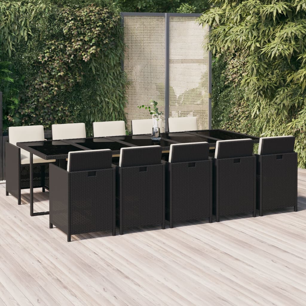 11-delige Tuinset met kussens poly rattan zwart is nu te koop bij PeponiXL, paradijselijk wonen!