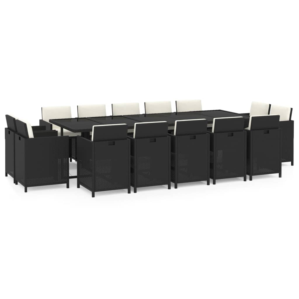 15-delige Tuinset met kussens poly rattan zwart is nu te koop bij PeponiXL, paradijselijk wonen!