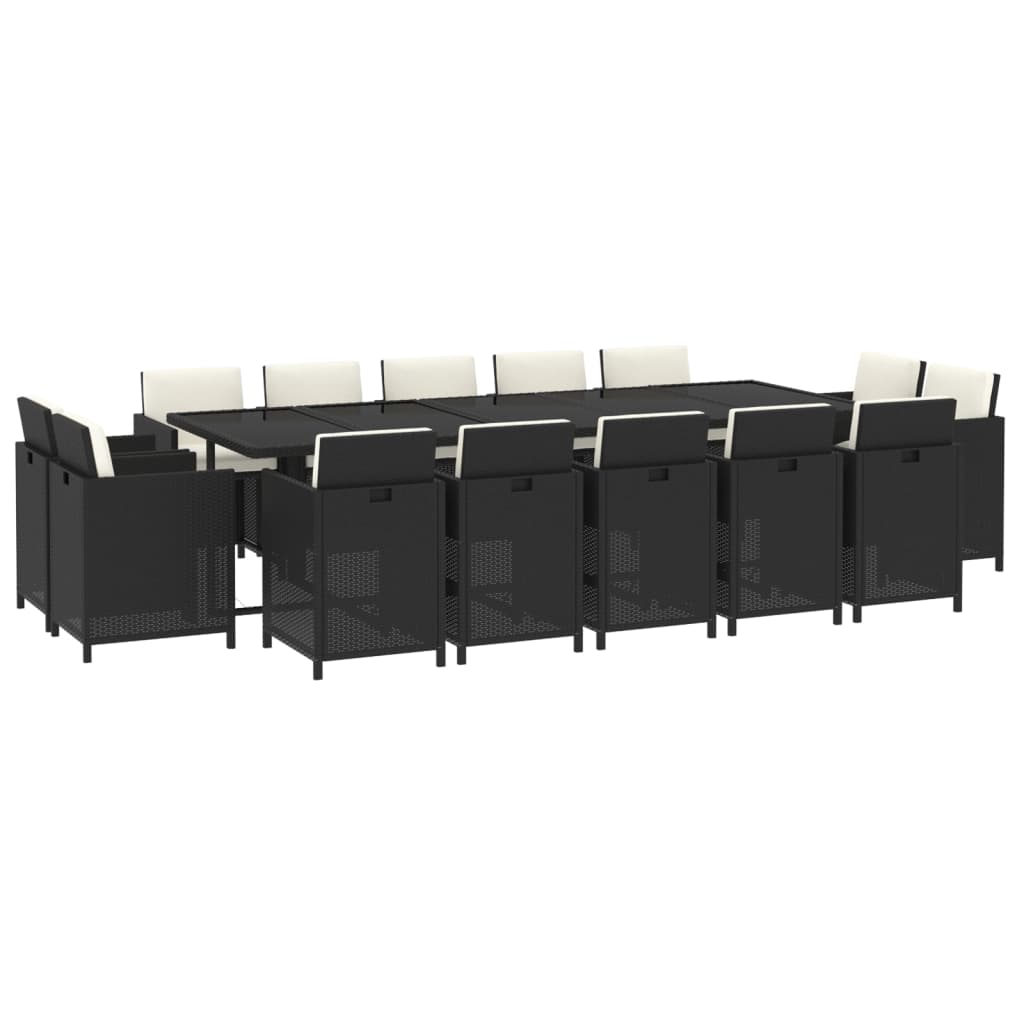15-delige Tuinset met kussens poly rattan zwart is nu te koop bij PeponiXL, paradijselijk wonen!