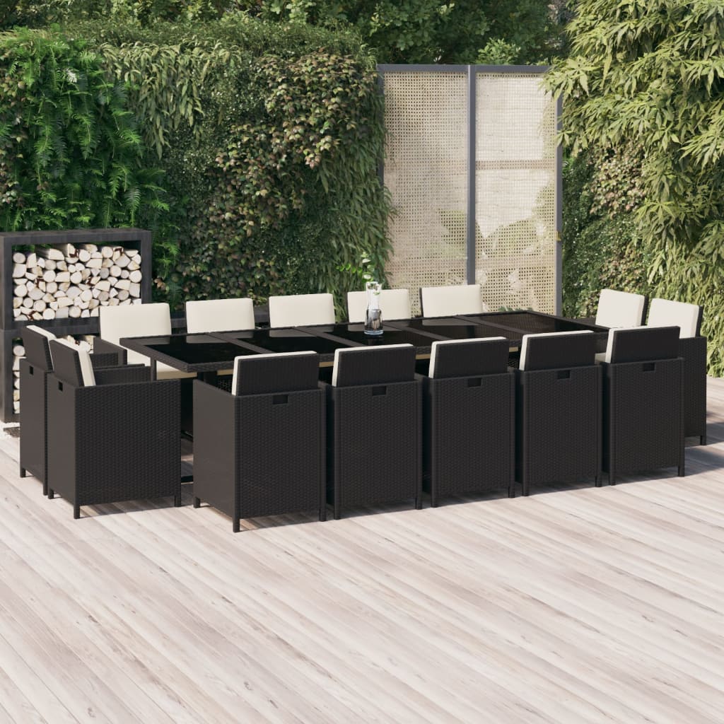 15-delige Tuinset met kussens poly rattan zwart is nu te koop bij PeponiXL, paradijselijk wonen!