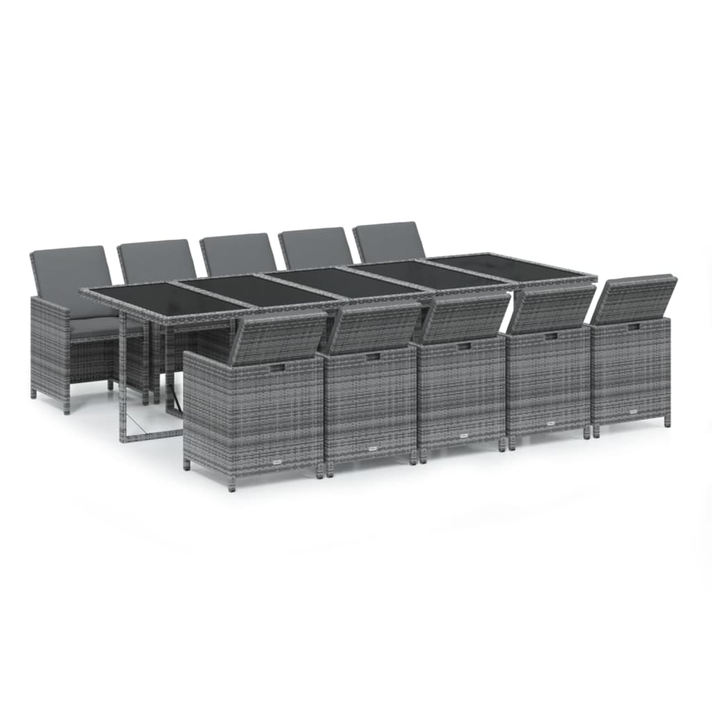 11-delige Tuinset met kussens poly rattan grijs is nu te koop bij PeponiXL, paradijselijk wonen!
