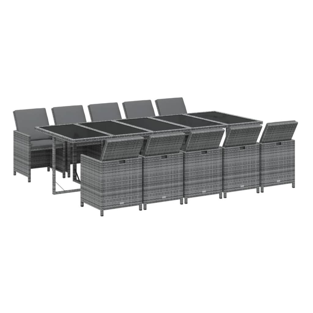 11-delige Tuinset met kussens poly rattan grijs is nu te koop bij PeponiXL, paradijselijk wonen!