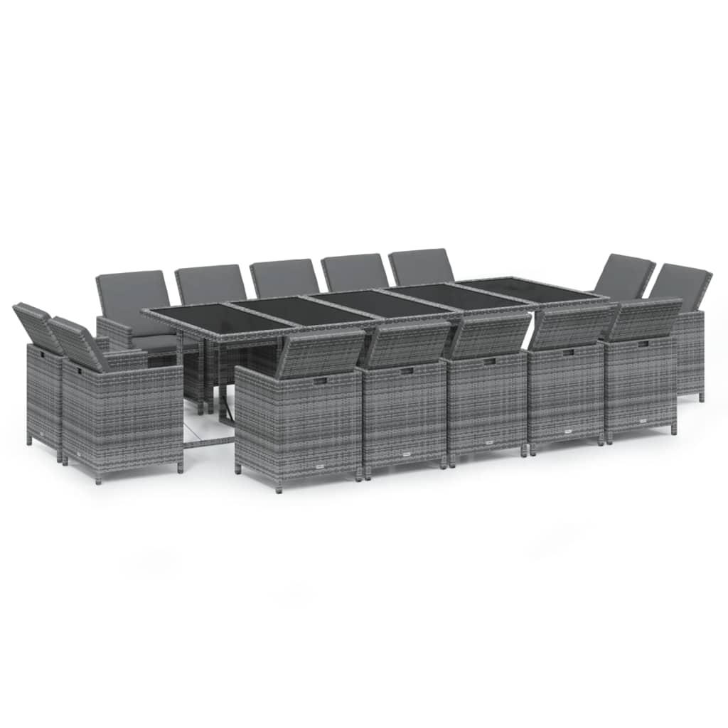 15-delige Tuinset met kussens poly rattan grijs is nu te koop bij PeponiXL, paradijselijk wonen!