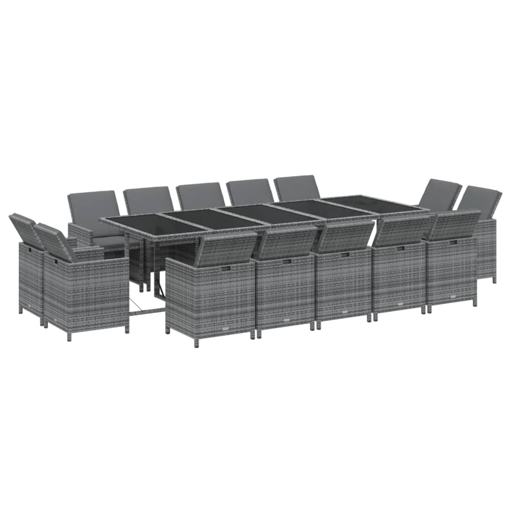 15-delige Tuinset met kussens poly rattan grijs is nu te koop bij PeponiXL, paradijselijk wonen!