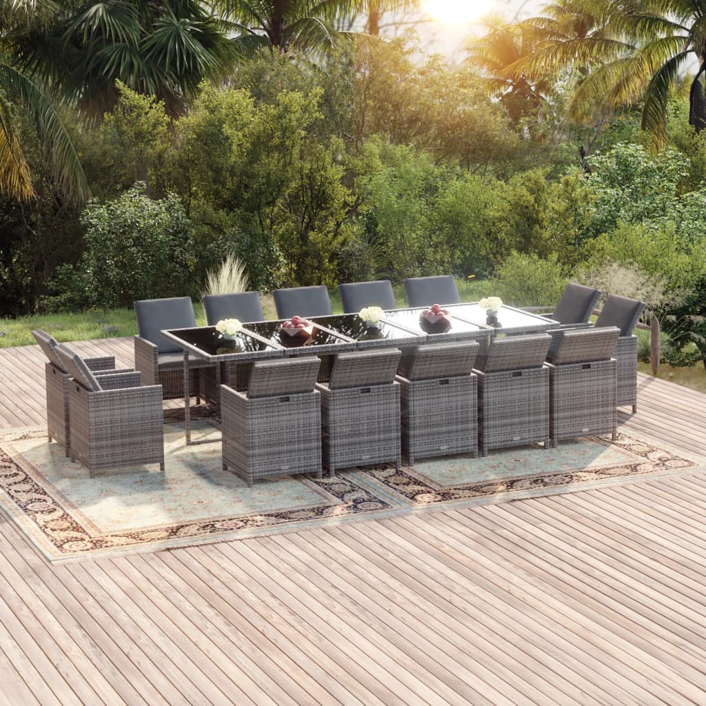 15-delige Tuinset met kussens poly rattan grijs is nu te koop bij PeponiXL, paradijselijk wonen!