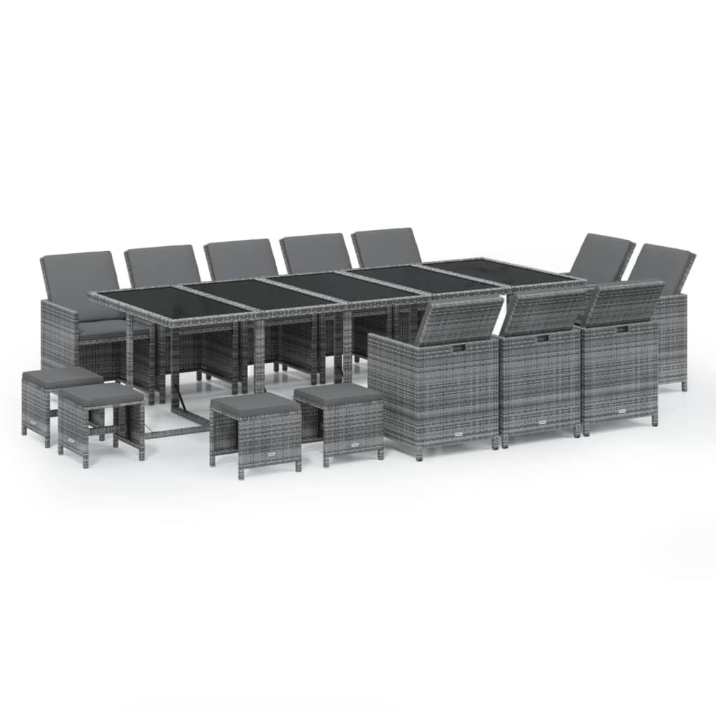 15-delige Tuinset met kussens poly rattan grijs is nu te koop bij PeponiXL, paradijselijk wonen!