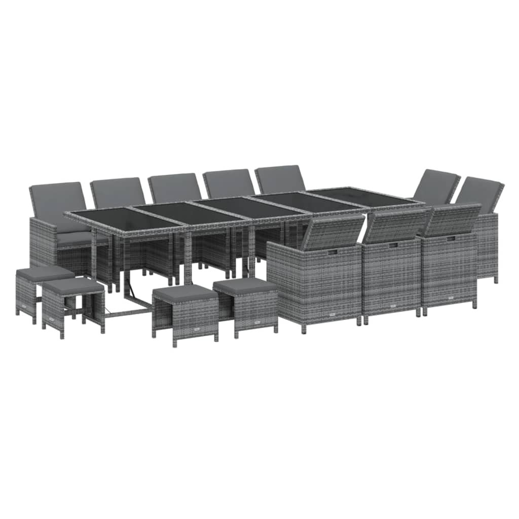 15-delige Tuinset met kussens poly rattan grijs is nu te koop bij PeponiXL, paradijselijk wonen!