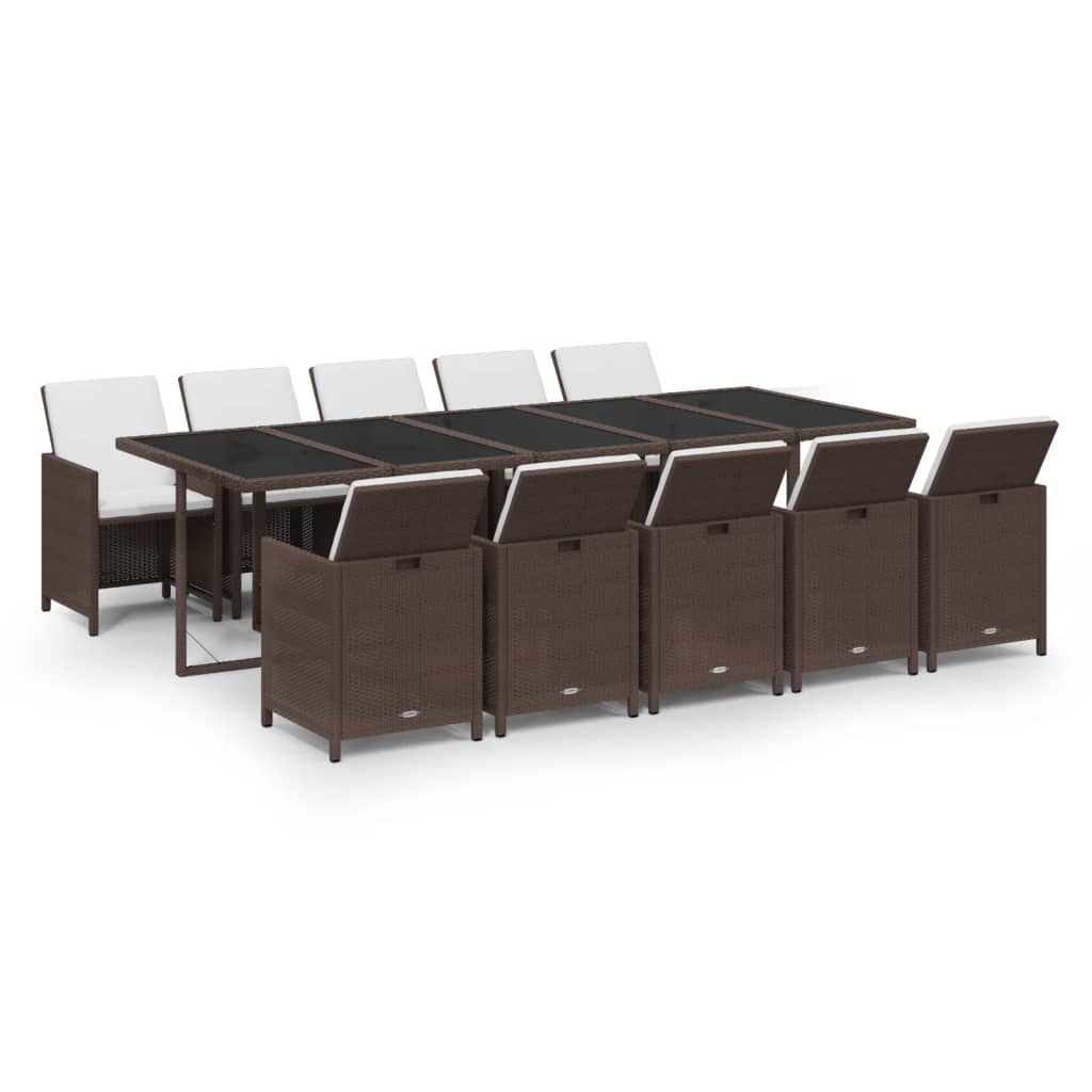 11-delige Tuinset met kussens poly rattan bruin is nu te koop bij PeponiXL, paradijselijk wonen!