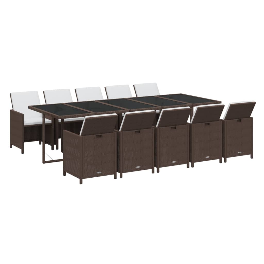 11-delige Tuinset met kussens poly rattan bruin is nu te koop bij PeponiXL, paradijselijk wonen!
