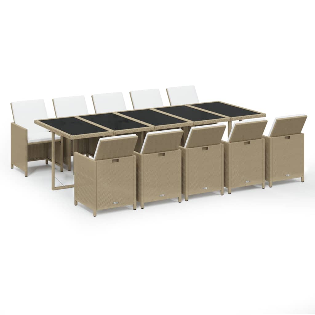 11-delige Tuinset met kussens poly rattan beige is nu te koop bij PeponiXL, paradijselijk wonen!