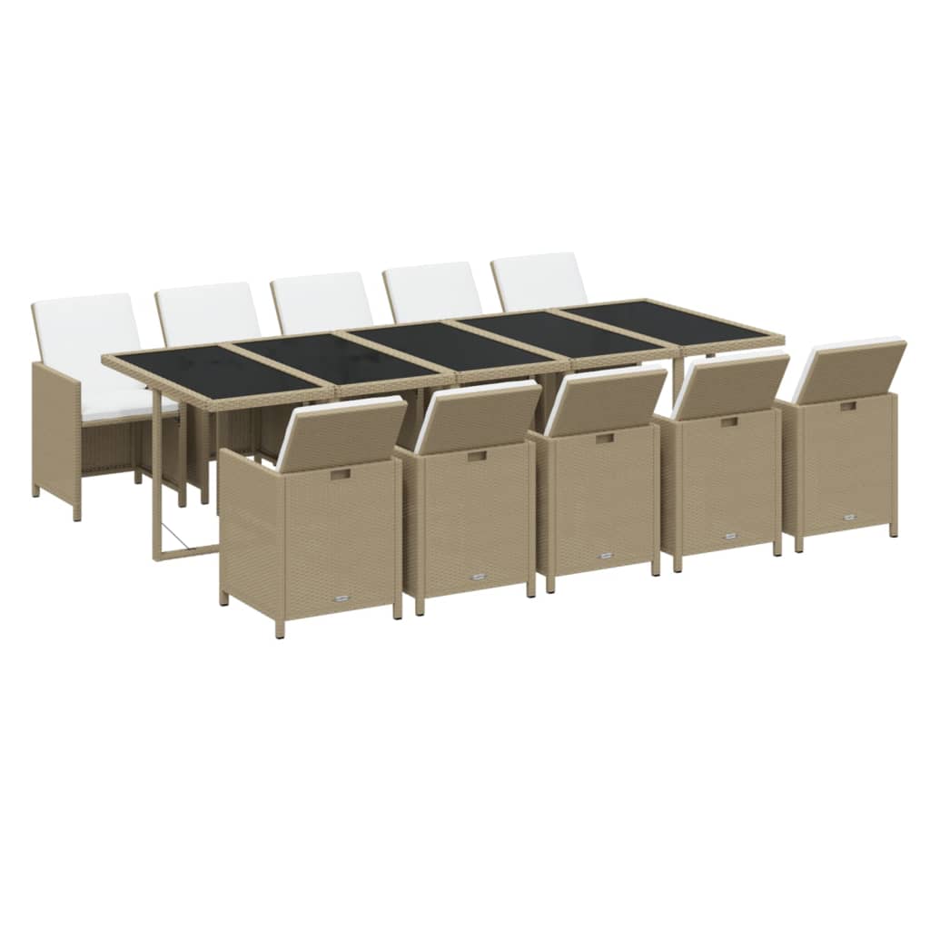 11-delige Tuinset met kussens poly rattan beige is nu te koop bij PeponiXL, paradijselijk wonen!