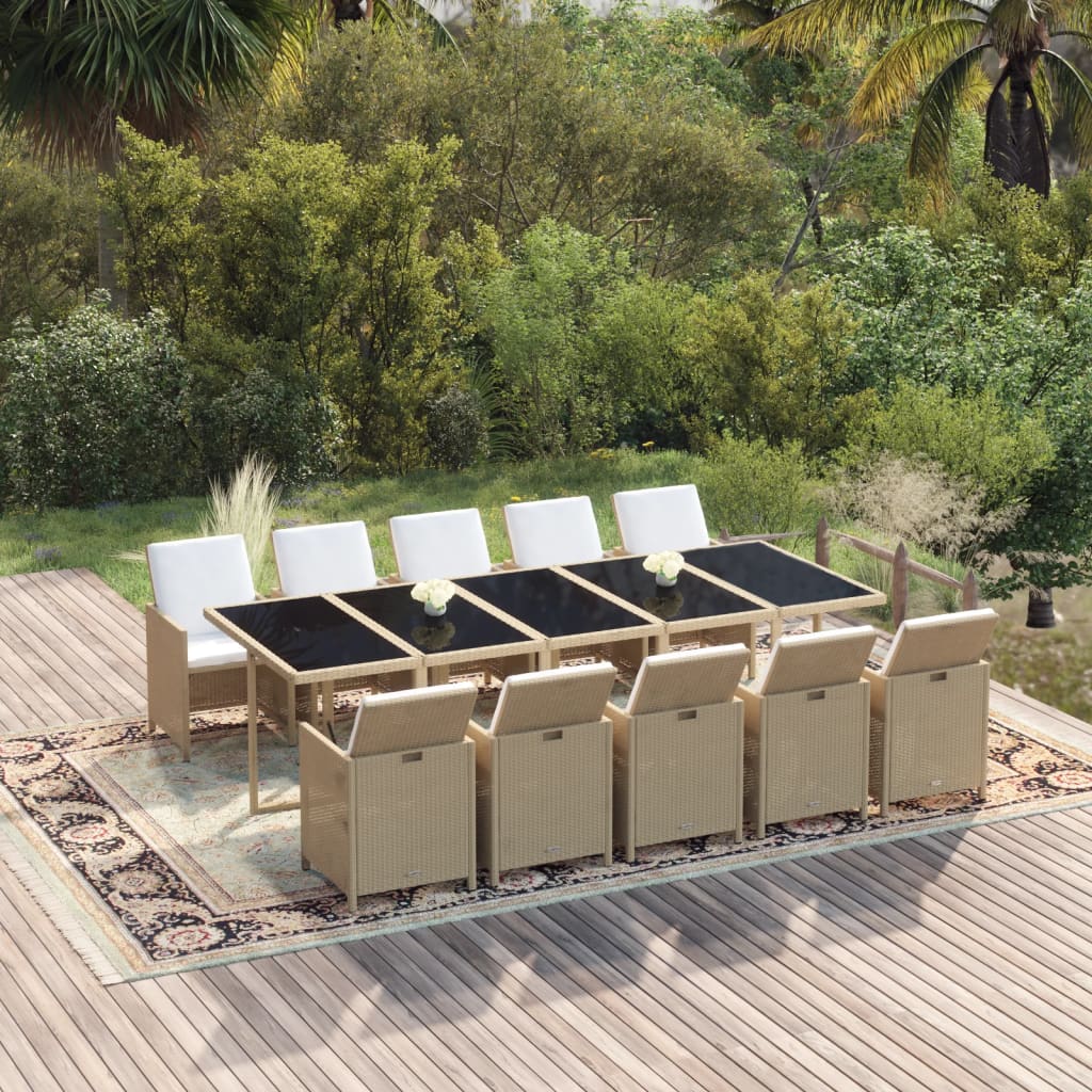 11-delige Tuinset met kussens poly rattan beige is nu te koop bij PeponiXL, paradijselijk wonen!