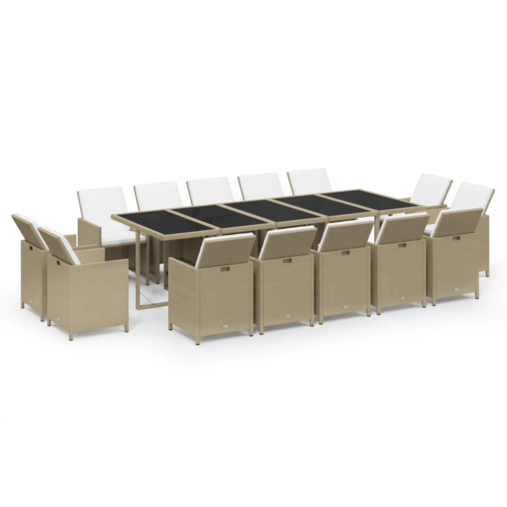 15-delige Tuinset met kussens poly rattan beige is nu te koop bij PeponiXL, paradijselijk wonen!