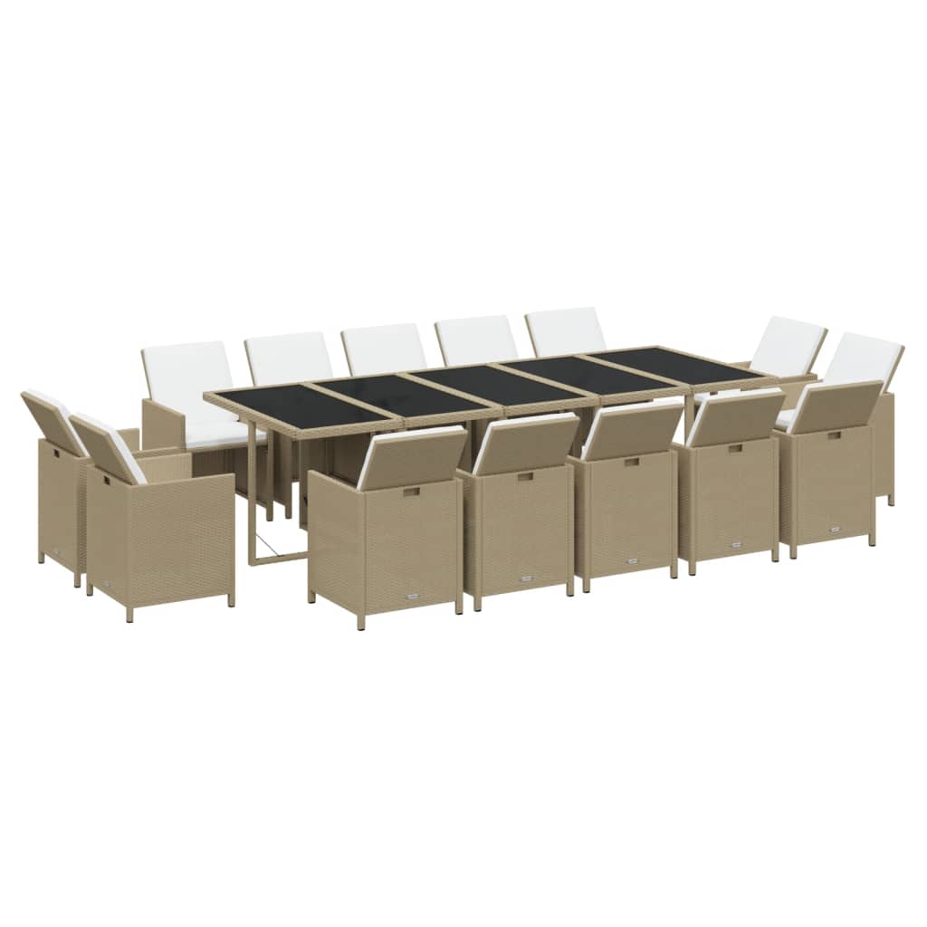 15-delige Tuinset met kussens poly rattan beige is nu te koop bij PeponiXL, paradijselijk wonen!