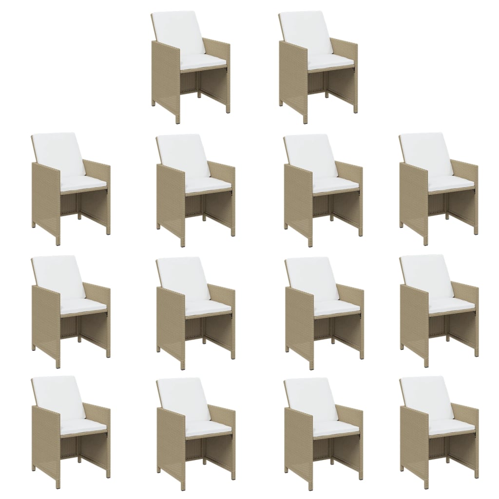 15-delige Tuinset met kussens poly rattan beige is nu te koop bij PeponiXL, paradijselijk wonen!