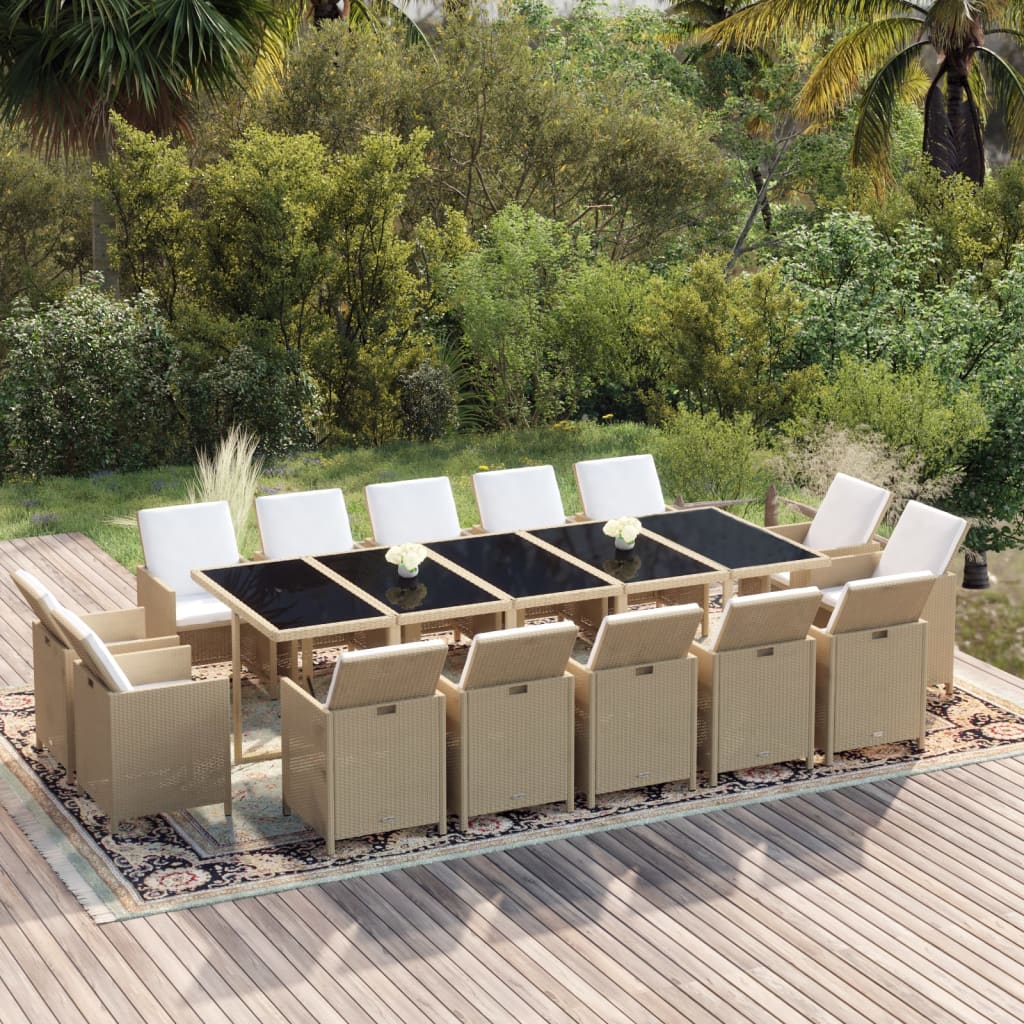 15-delige Tuinset met kussens poly rattan beige is nu te koop bij PeponiXL, paradijselijk wonen!
