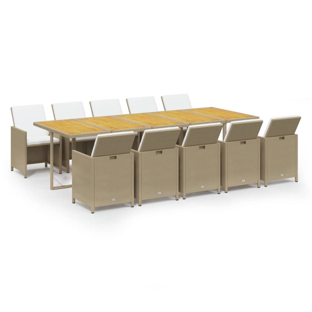 11-delige Tuinset met kussens poly rattan beige is nu te koop bij PeponiXL, paradijselijk wonen!