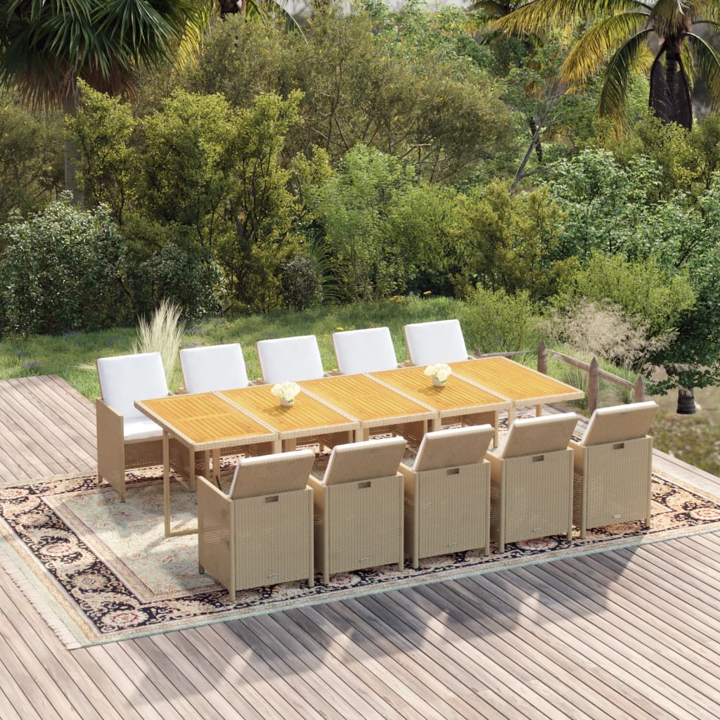 11-delige Tuinset met kussens poly rattan beige is nu te koop bij PeponiXL, paradijselijk wonen!