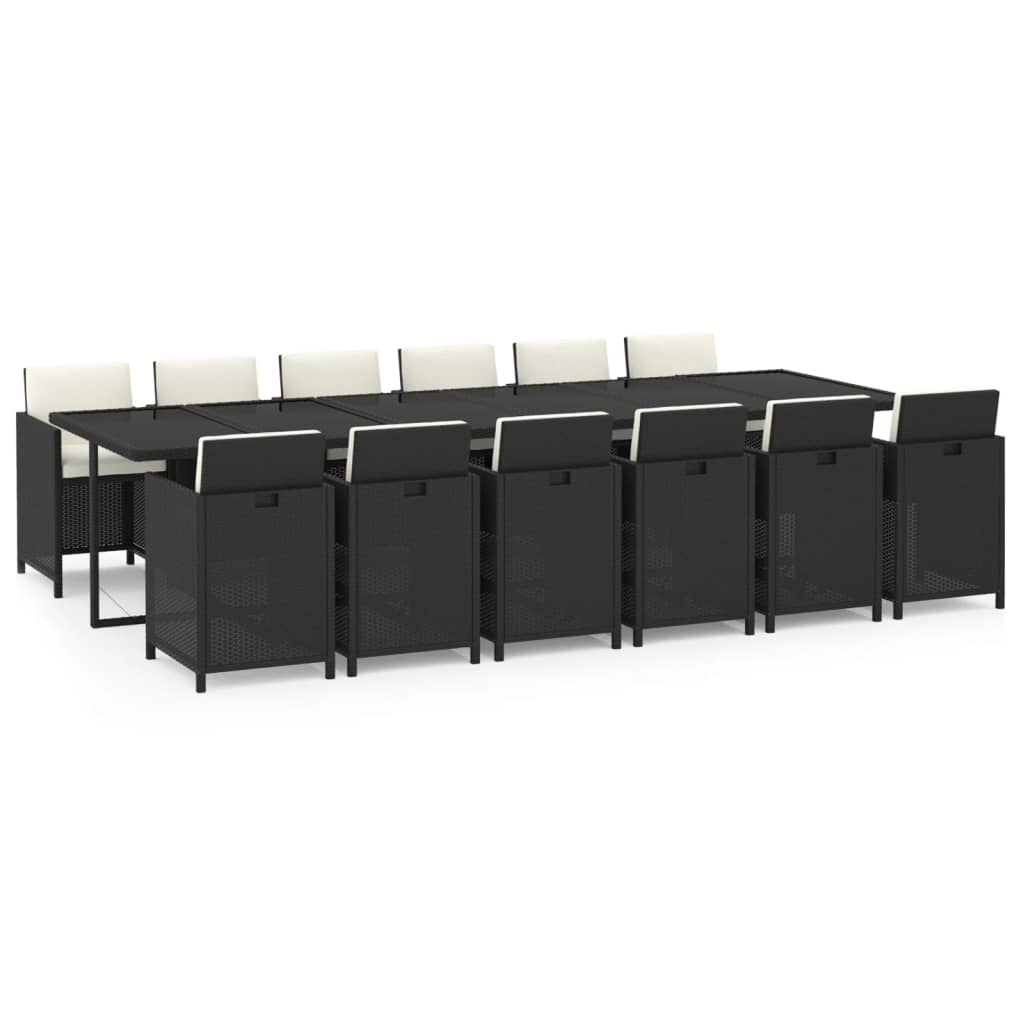 13-delige Tuinset met kussens poly rattan zwart is nu te koop bij PeponiXL, paradijselijk wonen!