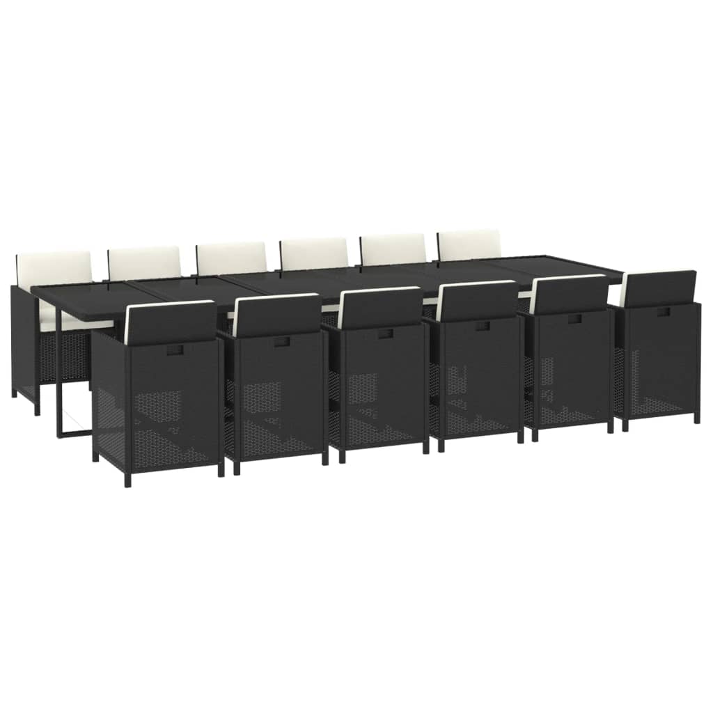 13-delige Tuinset met kussens poly rattan zwart is nu te koop bij PeponiXL, paradijselijk wonen!
