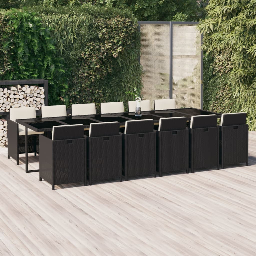 13-delige Tuinset met kussens poly rattan zwart is nu te koop bij PeponiXL, paradijselijk wonen!