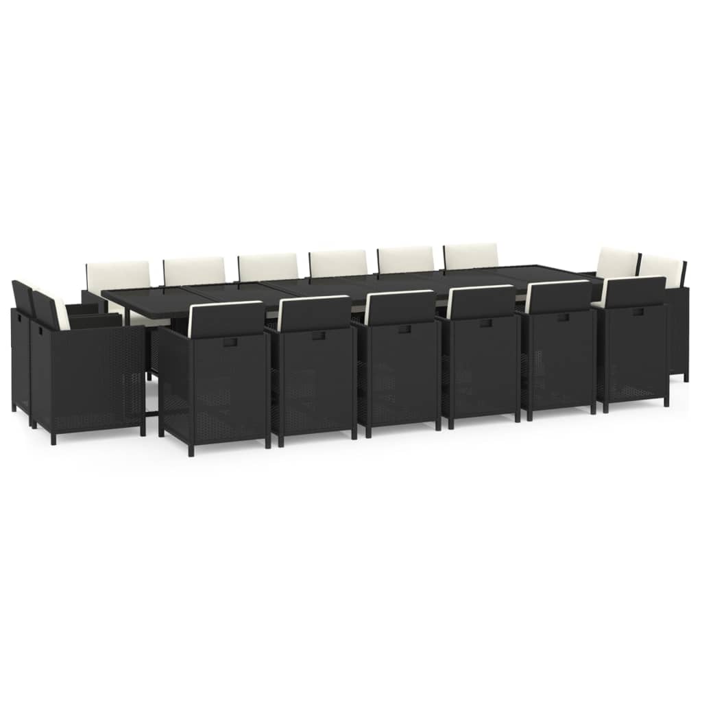 17-delige Tuinset met kussens poly rattan zwart is nu te koop bij PeponiXL, paradijselijk wonen!