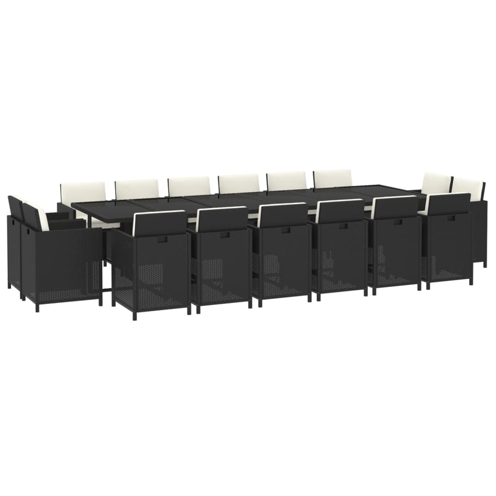 17-delige Tuinset met kussens poly rattan zwart is nu te koop bij PeponiXL, paradijselijk wonen!
