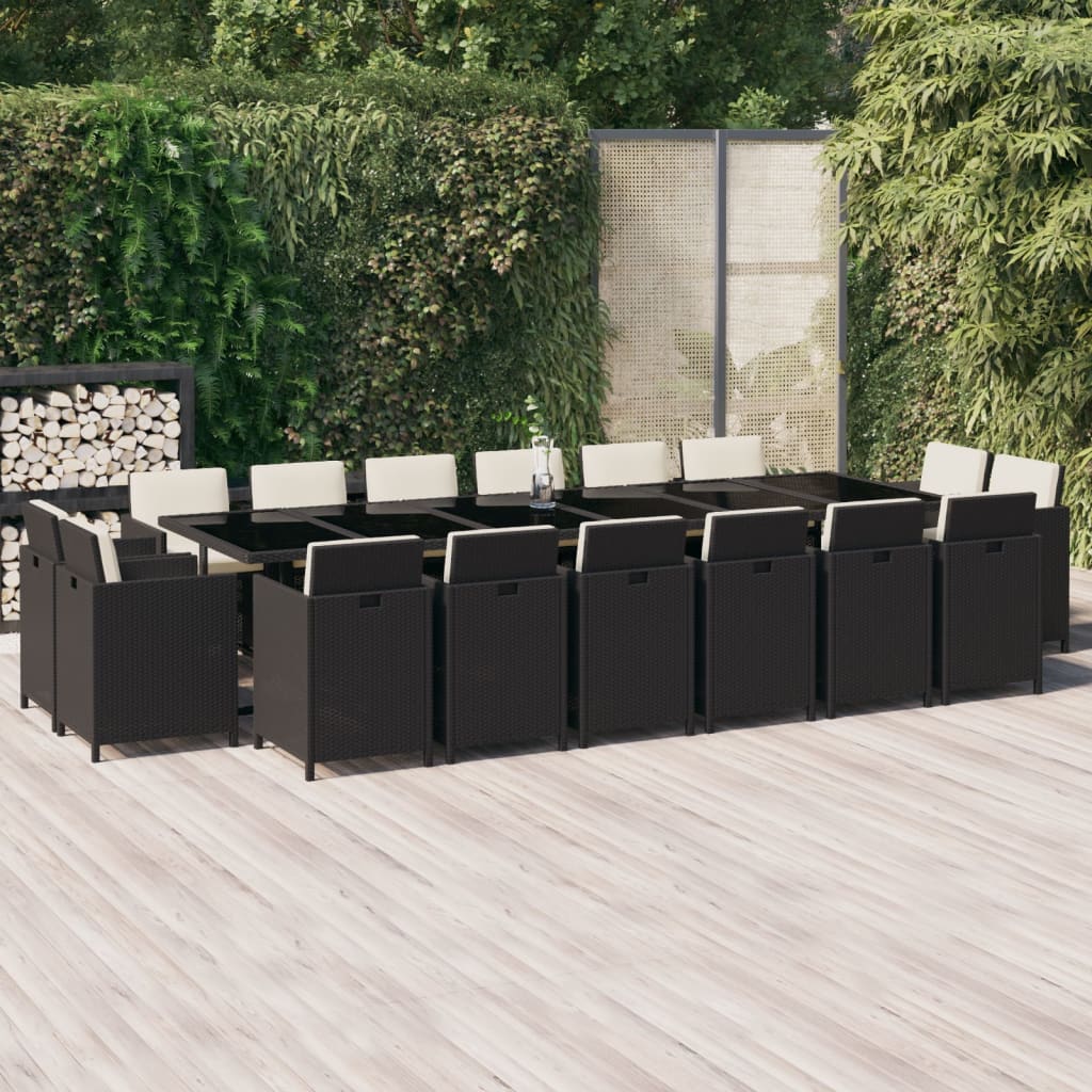 17-delige Tuinset met kussens poly rattan zwart is nu te koop bij PeponiXL, paradijselijk wonen!