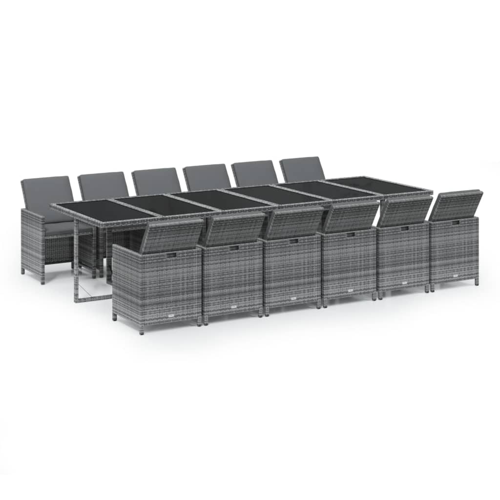 13-delige Tuinset met kussens poly rattan grijs is nu te koop bij PeponiXL, paradijselijk wonen!