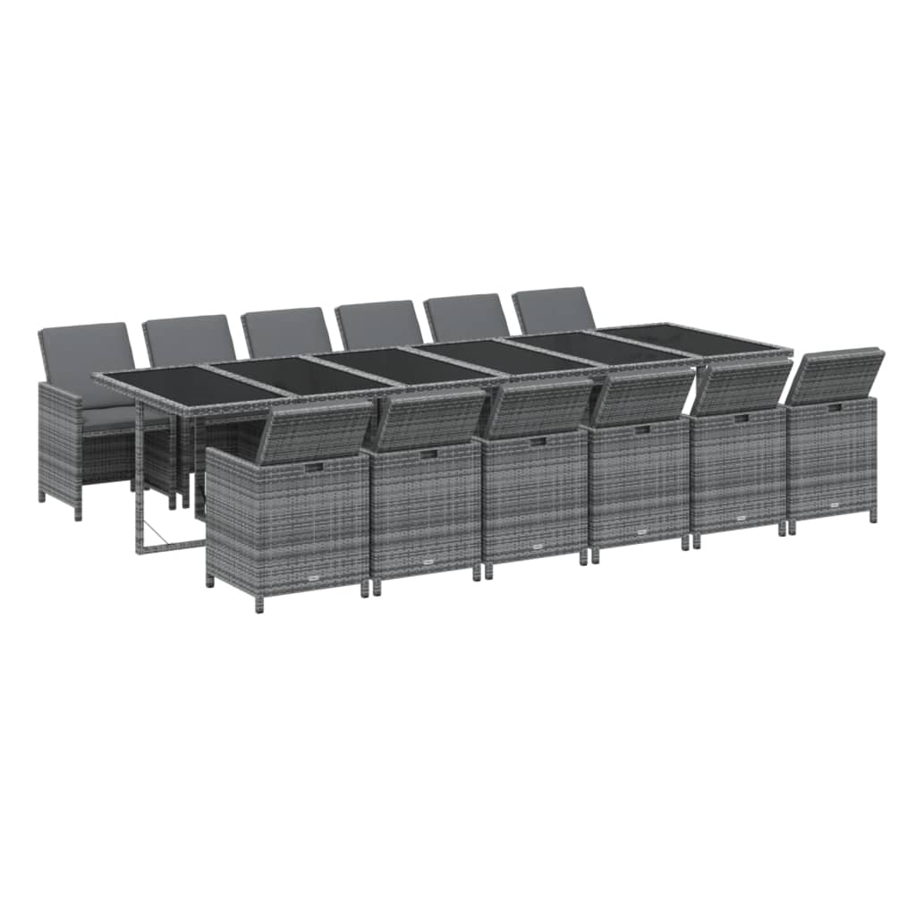 13-delige Tuinset met kussens poly rattan grijs is nu te koop bij PeponiXL, paradijselijk wonen!