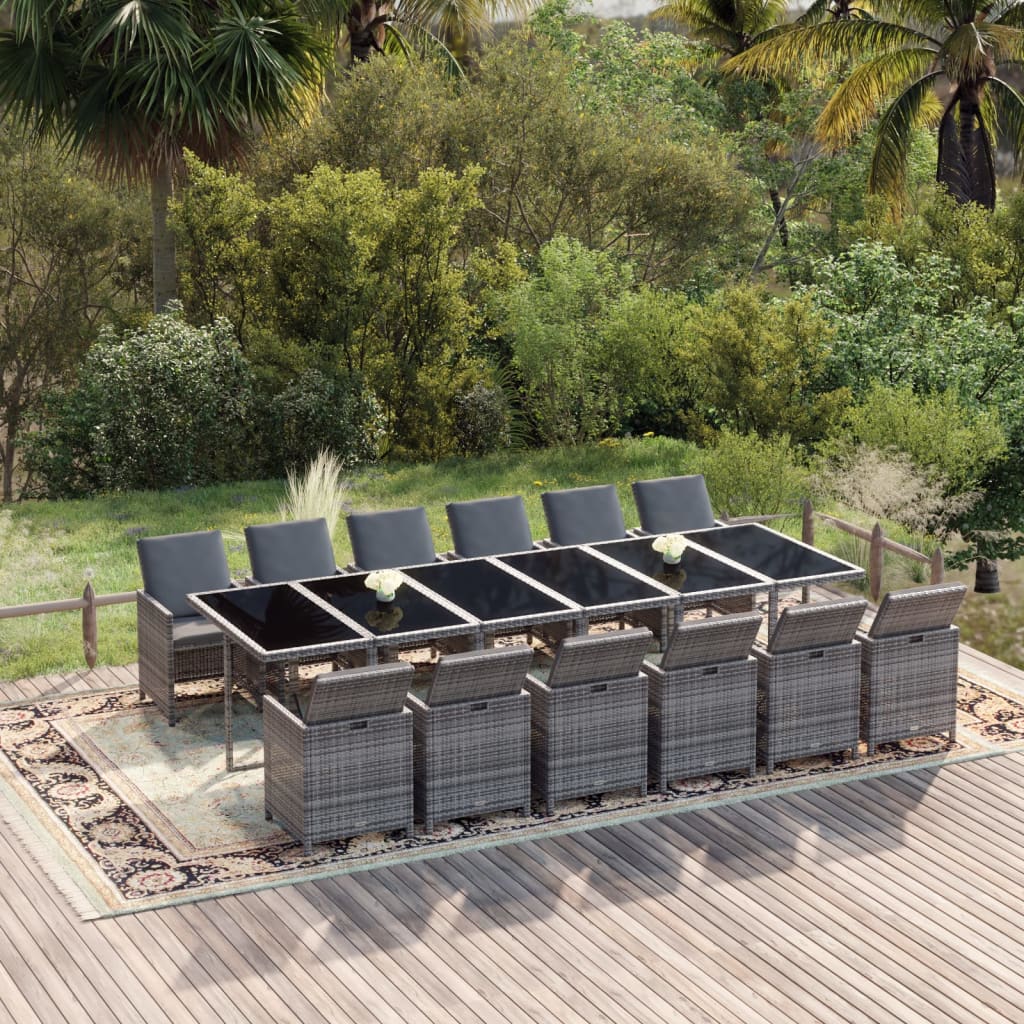 13-delige Tuinset met kussens poly rattan grijs is nu te koop bij PeponiXL, paradijselijk wonen!