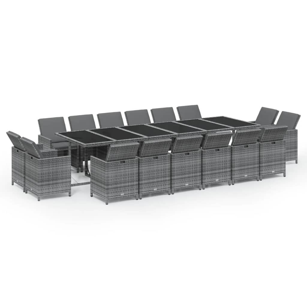 17-delige Tuinset met kussens poly rattan grijs is nu te koop bij PeponiXL, paradijselijk wonen!