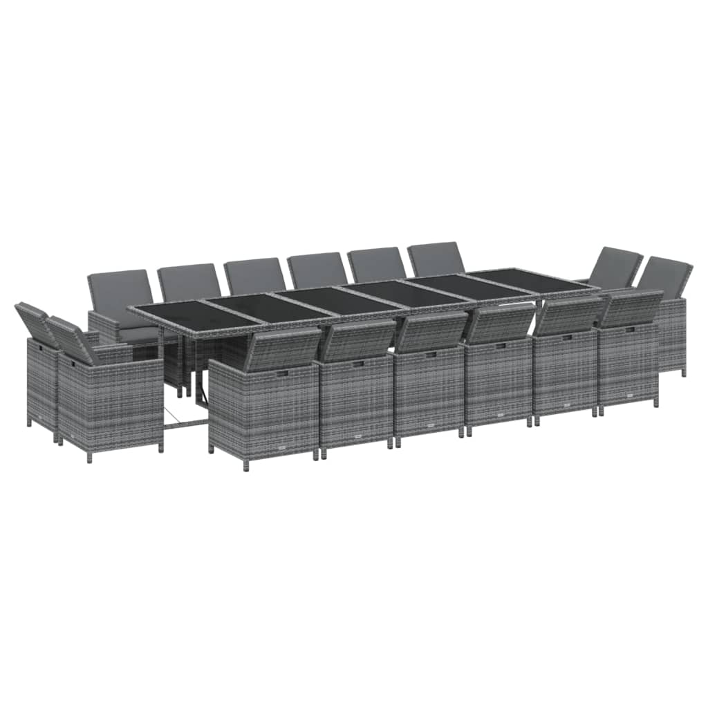 17-delige Tuinset met kussens poly rattan grijs is nu te koop bij PeponiXL, paradijselijk wonen!