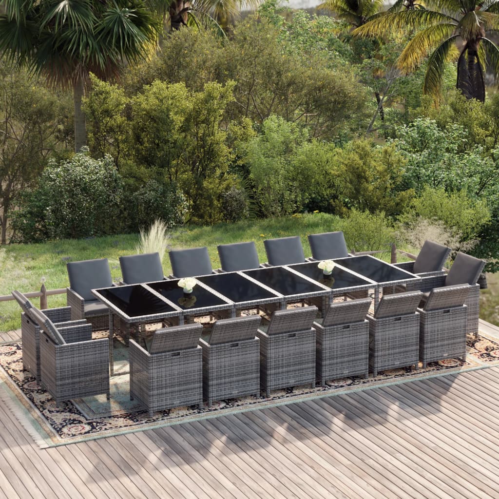 17-delige Tuinset met kussens poly rattan grijs is nu te koop bij PeponiXL, paradijselijk wonen!