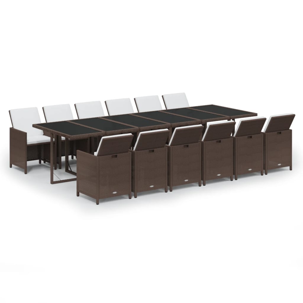 13-delige Tuinset met kussens poly rattan bruin is nu te koop bij PeponiXL, paradijselijk wonen!