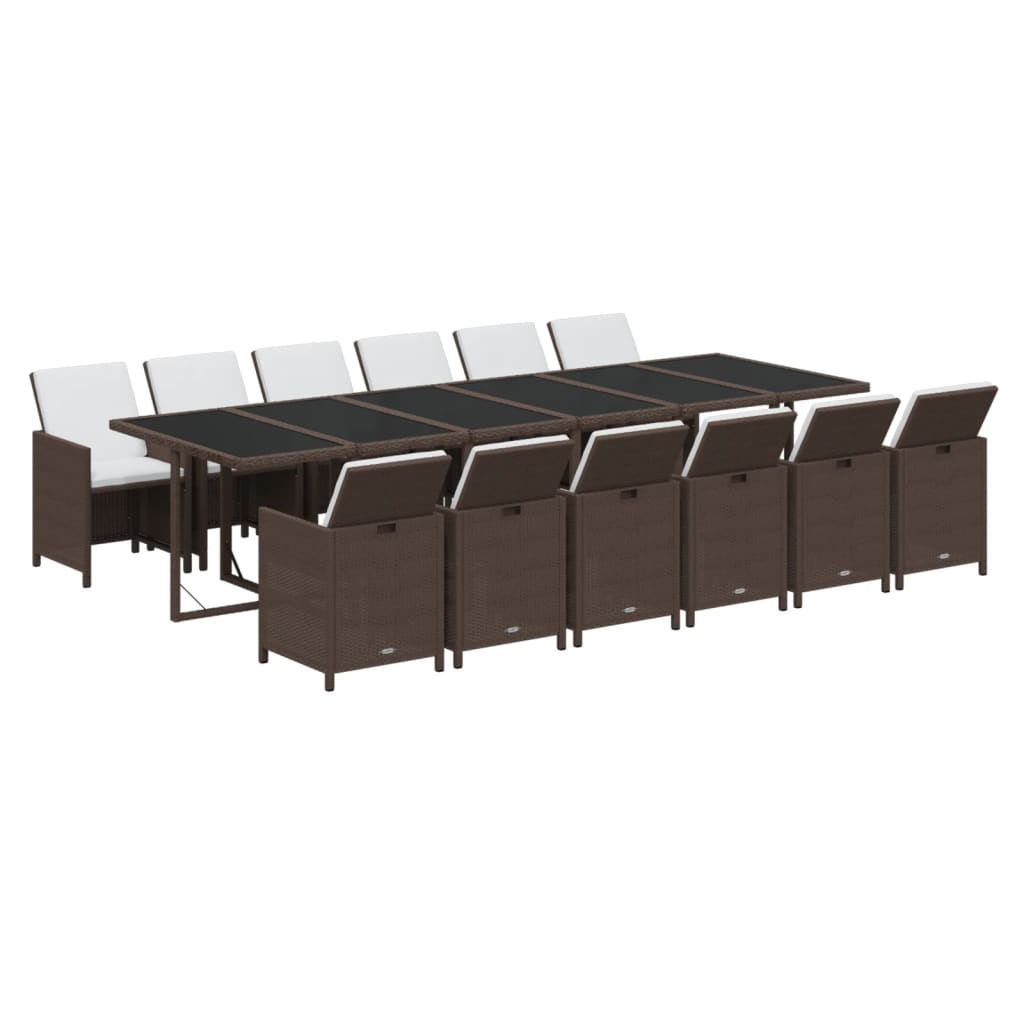 13-delige Tuinset met kussens poly rattan bruin is nu te koop bij PeponiXL, paradijselijk wonen!