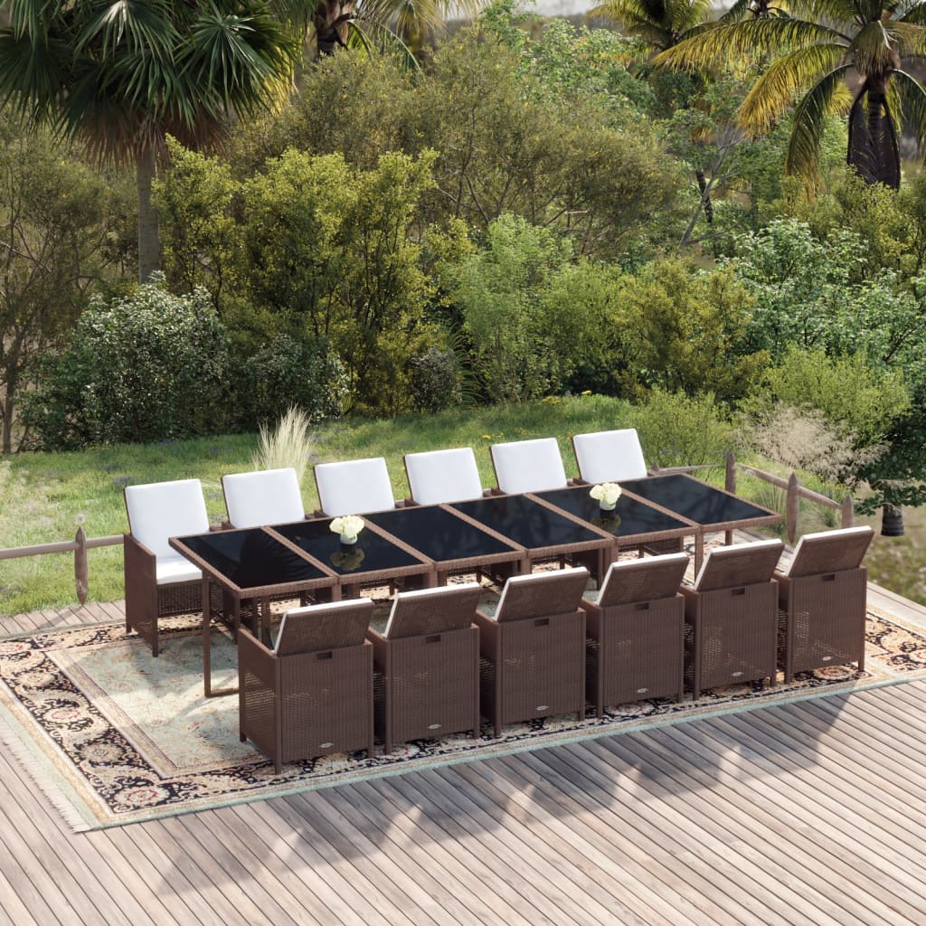 13-delige Tuinset met kussens poly rattan bruin is nu te koop bij PeponiXL, paradijselijk wonen!