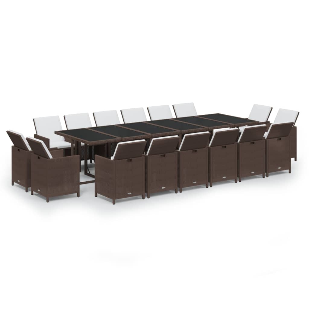 17-delige Tuinset met kussens poly rattan bruin is nu te koop bij PeponiXL, paradijselijk wonen!