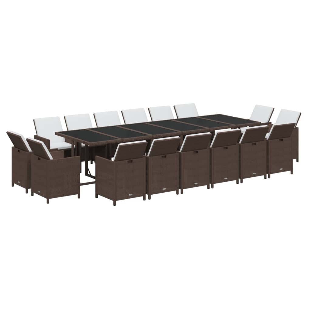 17-delige Tuinset met kussens poly rattan bruin is nu te koop bij PeponiXL, paradijselijk wonen!