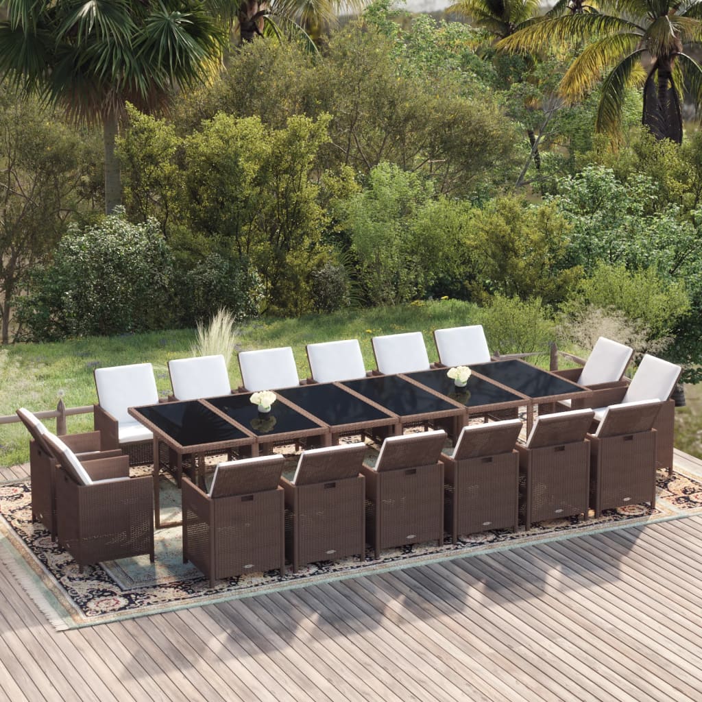 17-delige Tuinset met kussens poly rattan bruin is nu te koop bij PeponiXL, paradijselijk wonen!