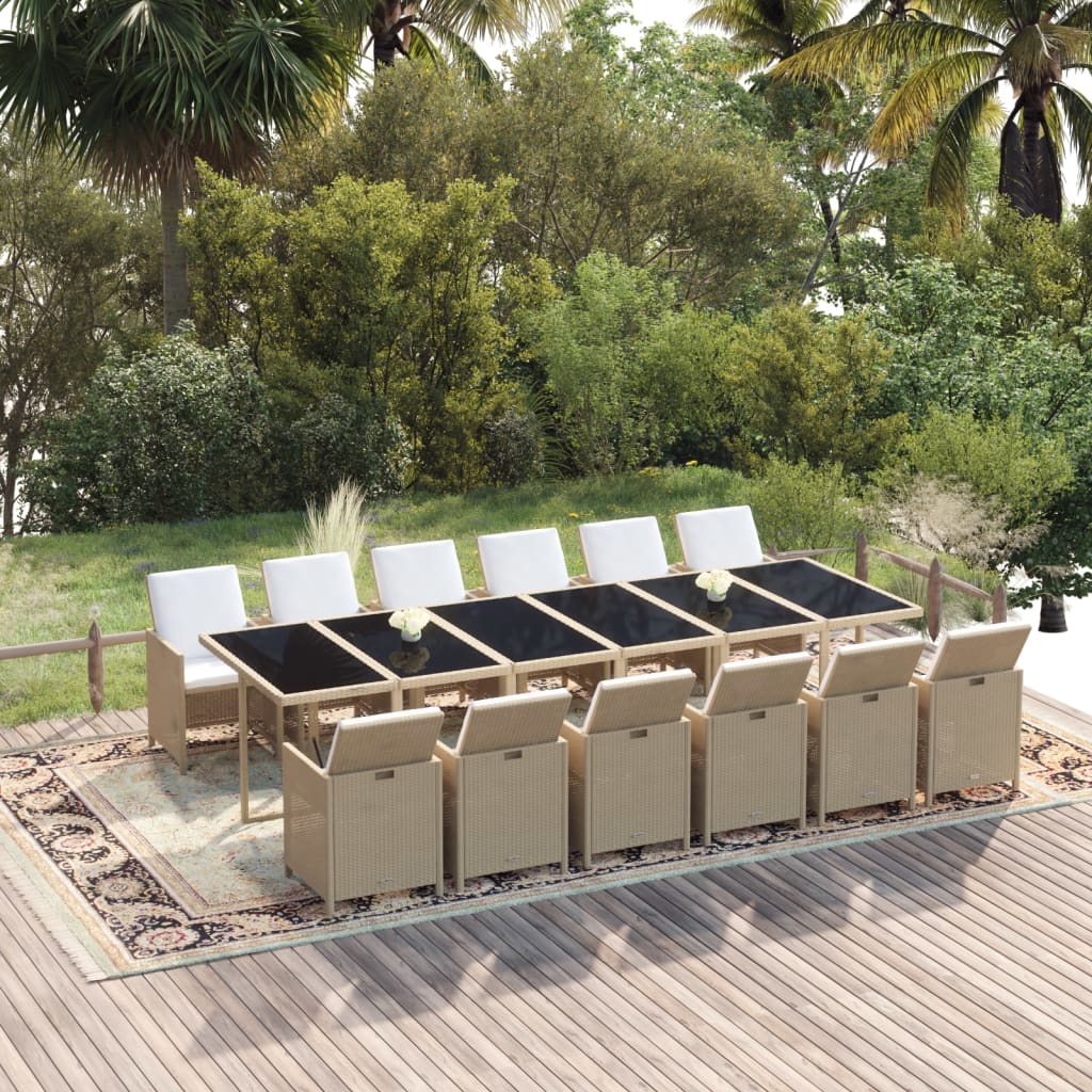 13-delige Tuinset met kussens poly rattan beige is nu te koop bij PeponiXL, paradijselijk wonen!