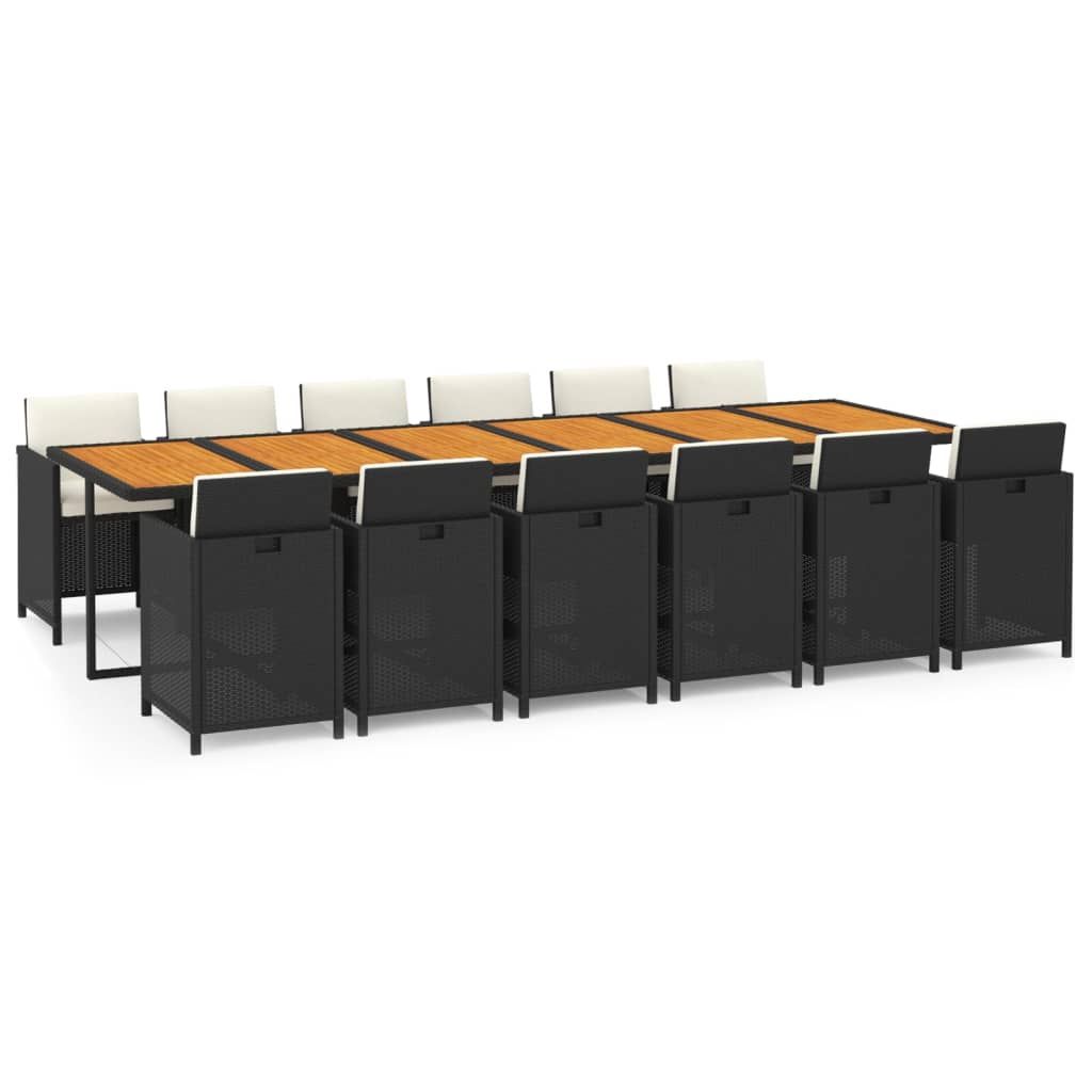 13-delige Tuinset met kussens poly rattan zwart is nu te koop bij PeponiXL, paradijselijk wonen!