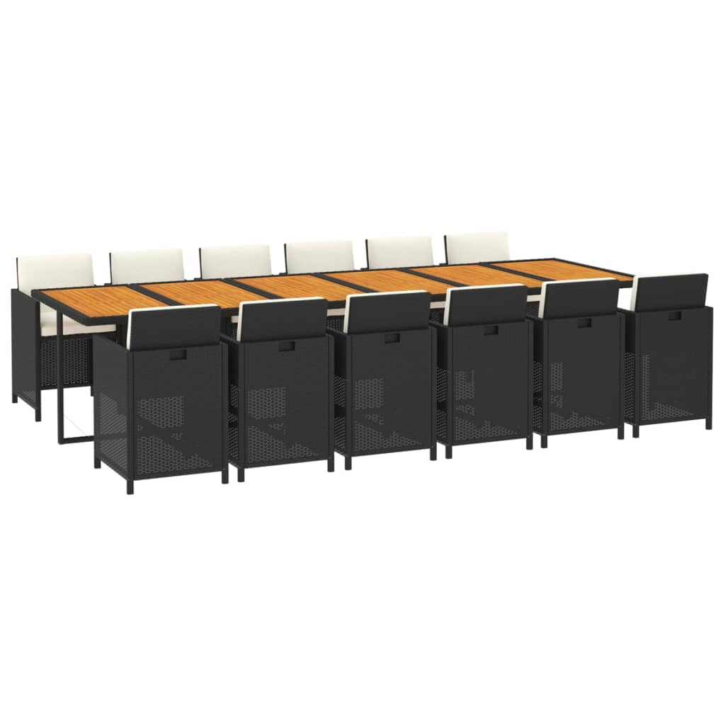 13-delige Tuinset met kussens poly rattan zwart is nu te koop bij PeponiXL, paradijselijk wonen!