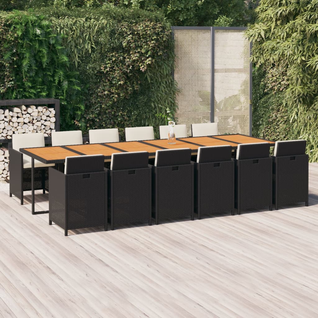 13-delige Tuinset met kussens poly rattan zwart is nu te koop bij PeponiXL, paradijselijk wonen!