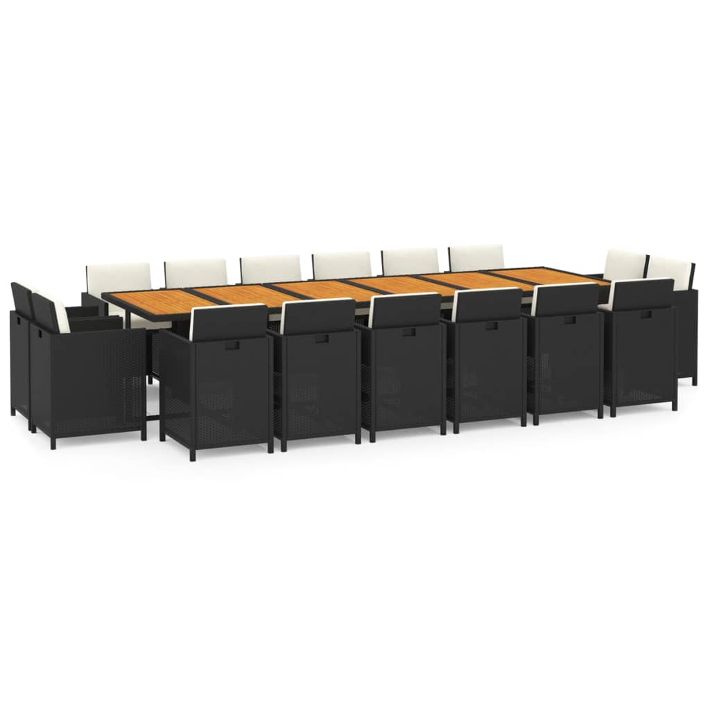 17-delige Tuinset met kussens poly rattan zwart is nu te koop bij PeponiXL, paradijselijk wonen!